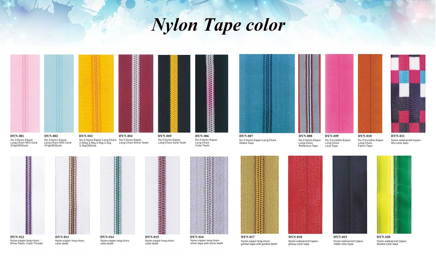 nylon ziper long chain nylon ziper long chain