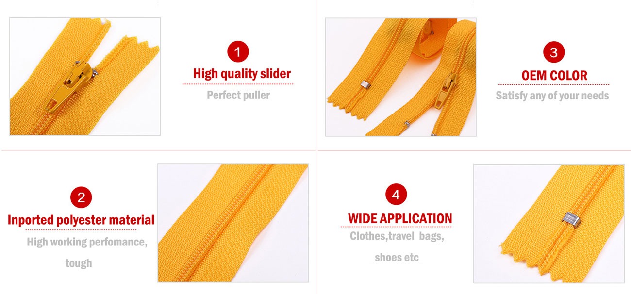 Auto lock nylon zipper