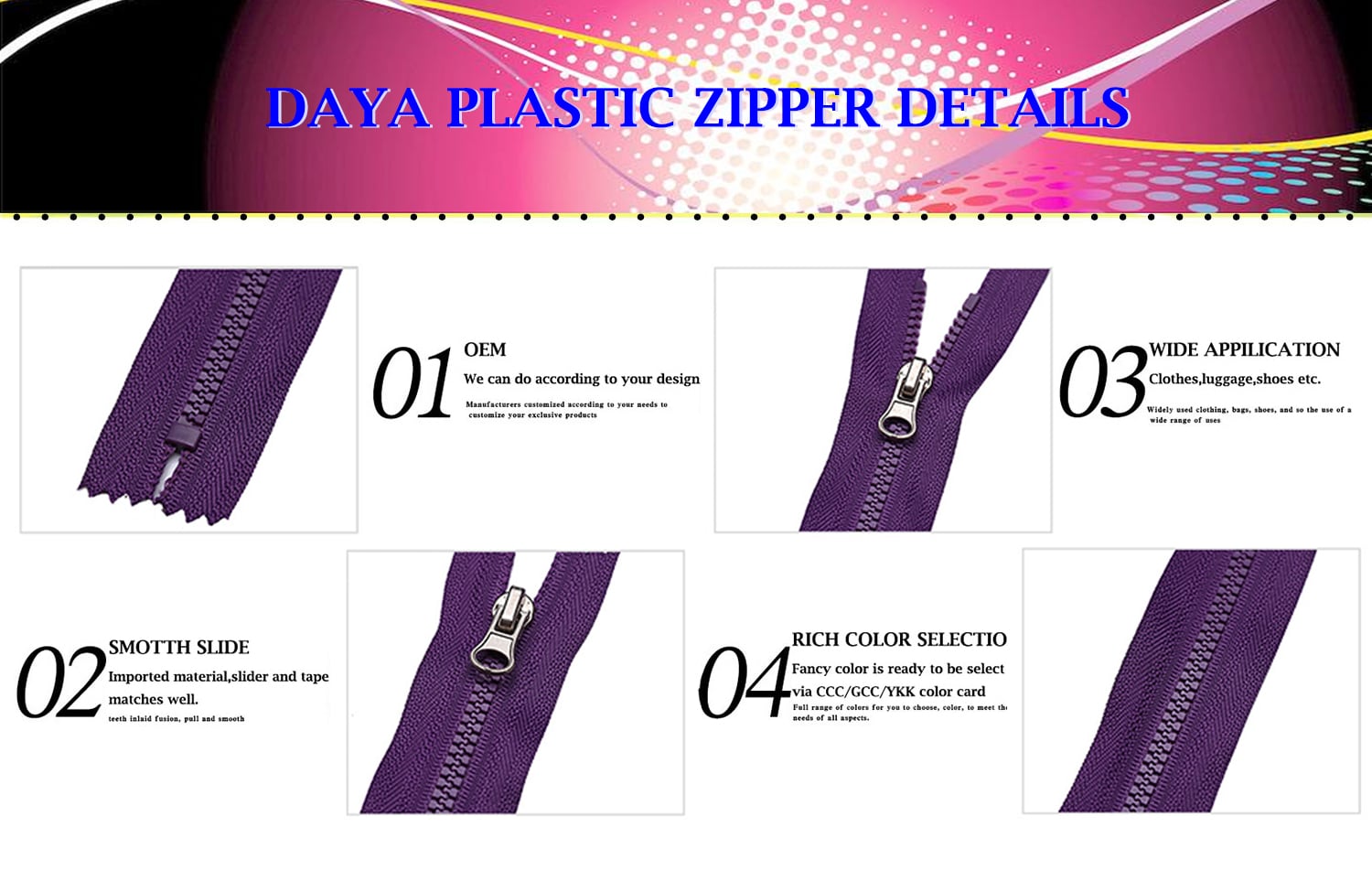 No.3 plastic zipper