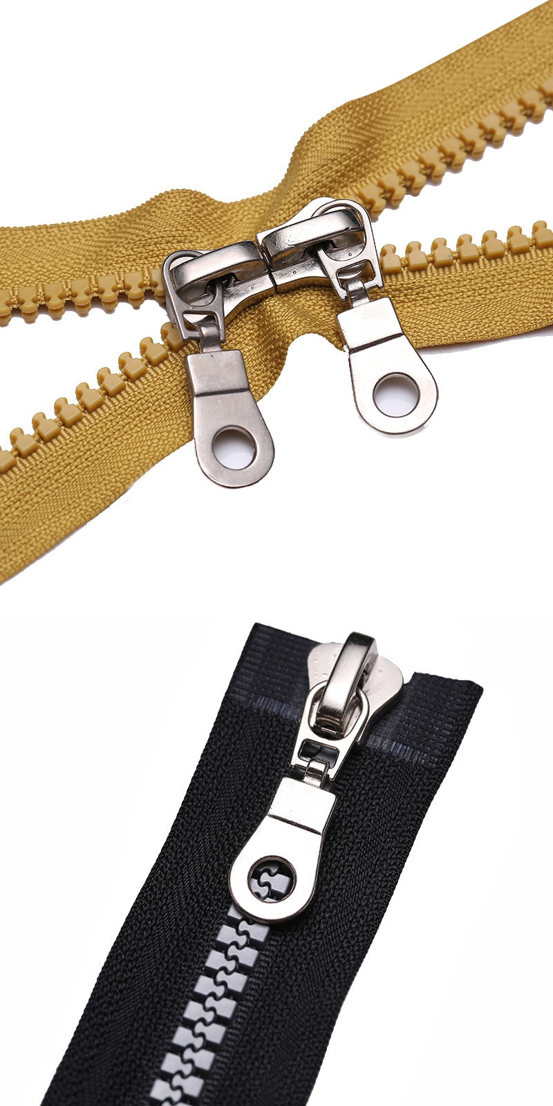 Plastic zipper double pull